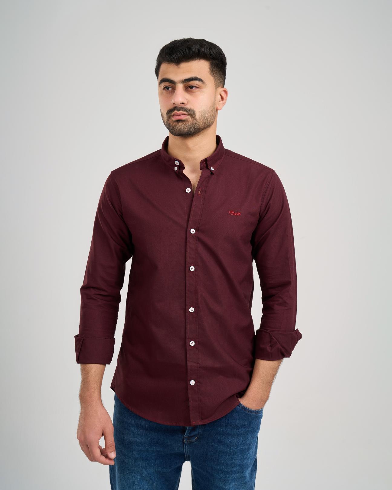 Basic Burgundy Oxford Shirt